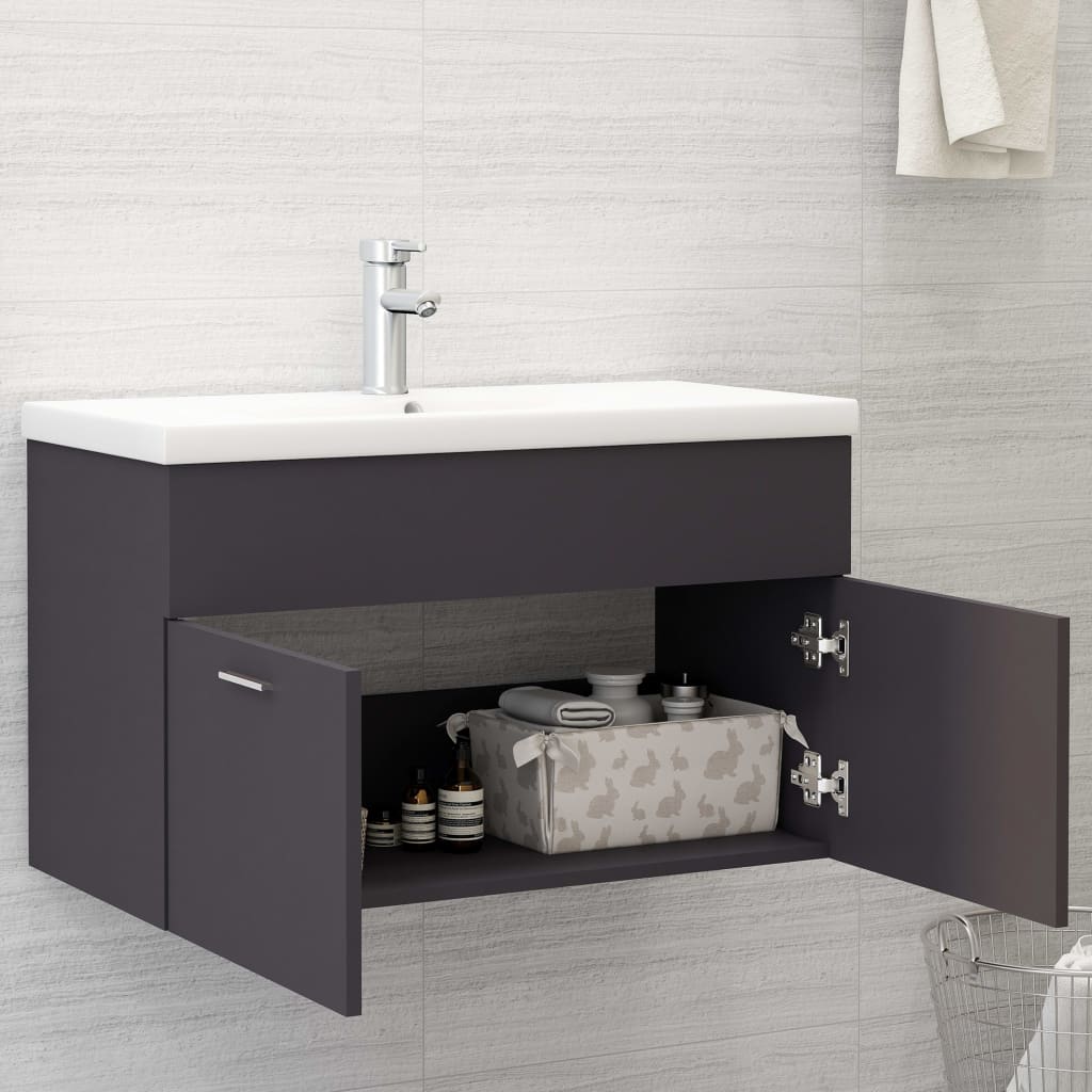 Mueble Con Lavabo Madera De Ingeniería Gris_2