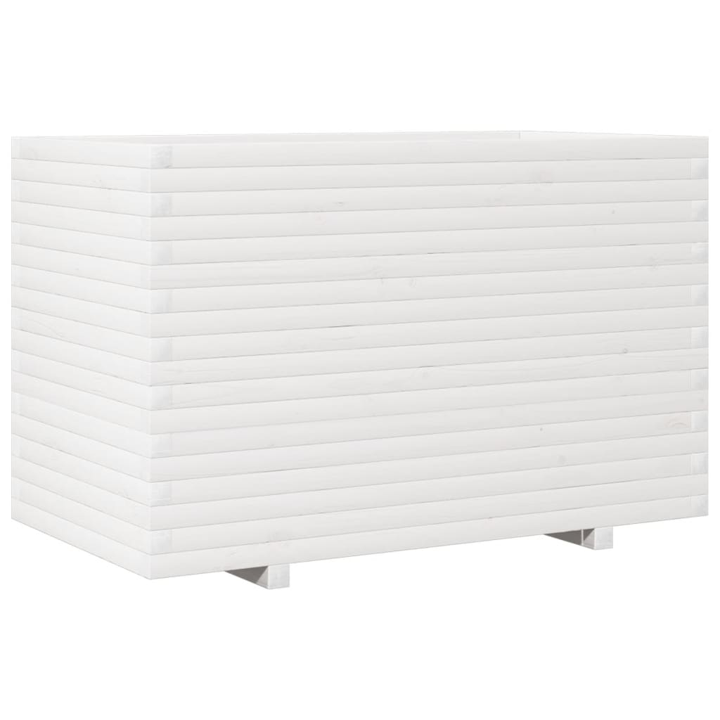 Jardinera De Madera Maciza De Pino Blanca 110x60x72 Cm_0