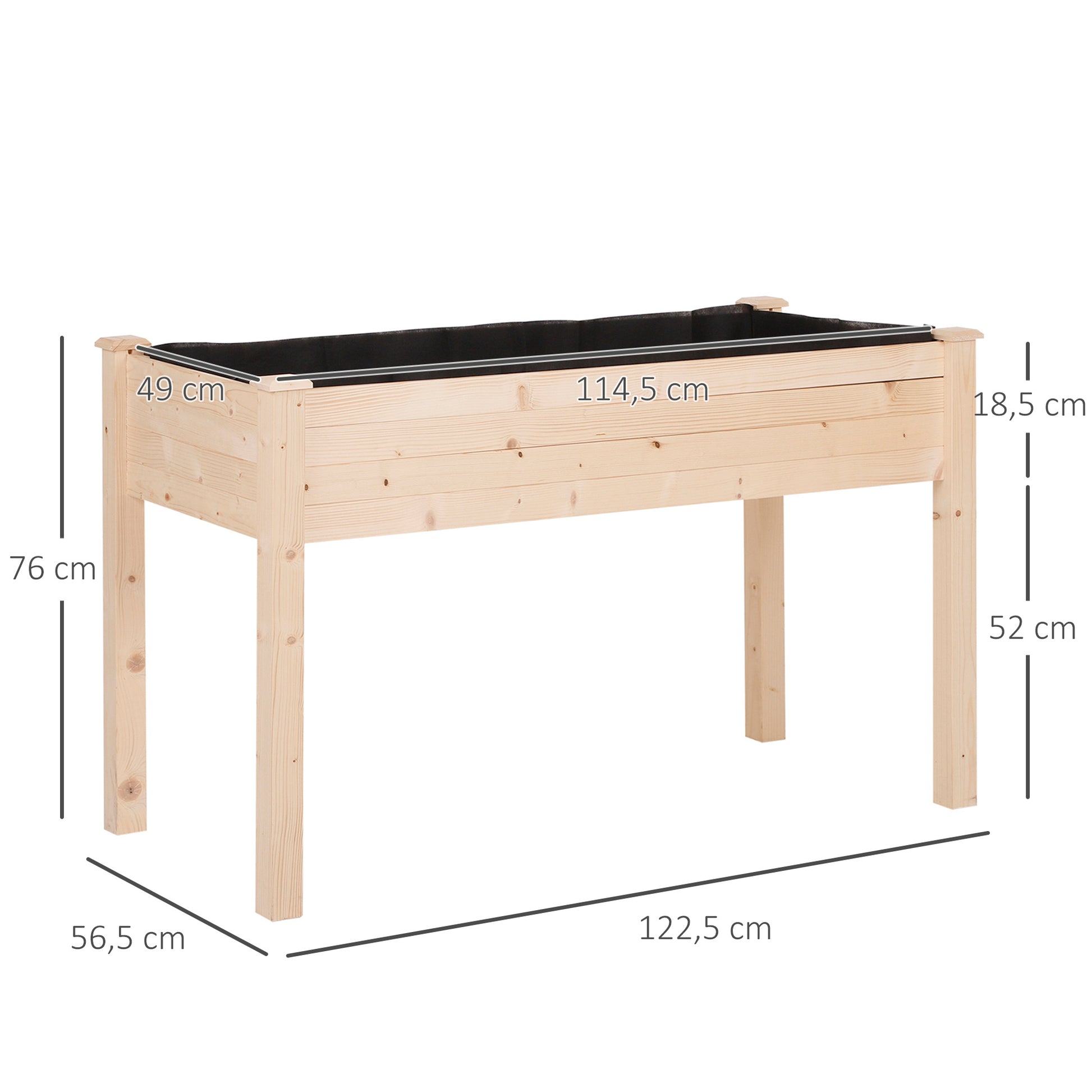 Outsunny Huerto Urbano Elevado Madera 122,5x56,5x76 Cm ​tela No Tejida Natural_2