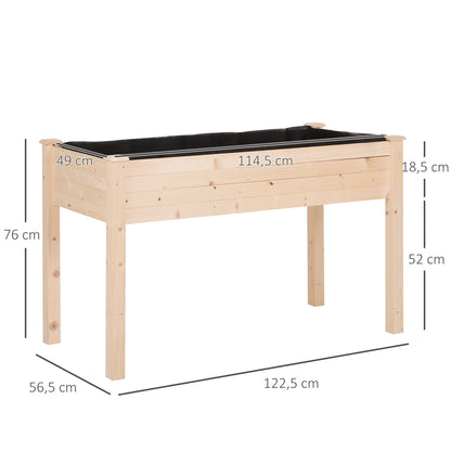 Outsunny Huerto Urbano Elevado Madera 122,5x56,5x76 Cm ​tela No Tejida Natural_2
