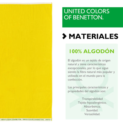 Set Toalla De Playa Amarilla 90x160cm 100% Algodón + Botella De Agua 500ml Borosilicato Tapa Grifo Color Amarillo_2