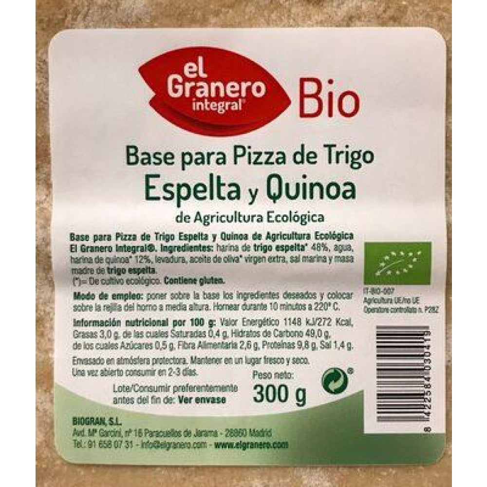 Bases De Pizza Espelta Integral Y Quinoa Bio 2 X 150 Gr_1