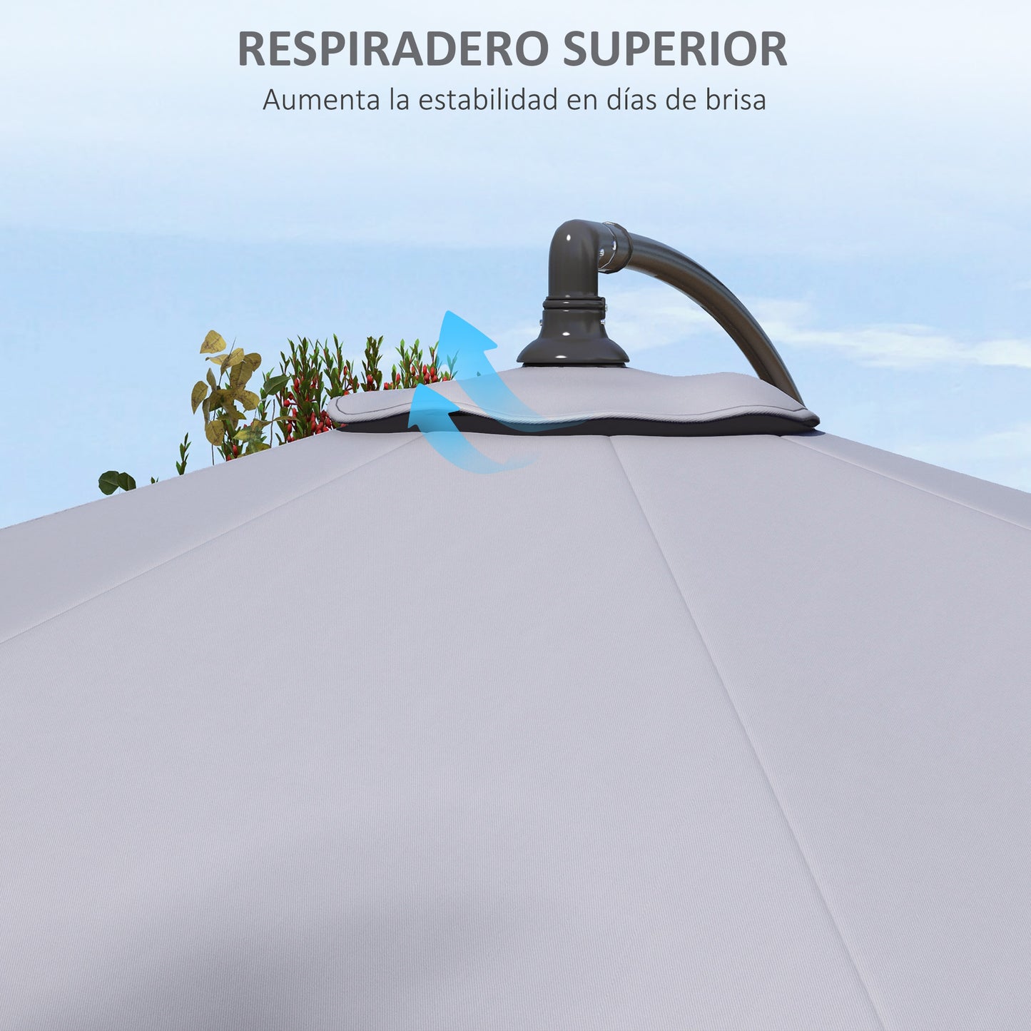 Outsunny Toldo De Recambio De Sombrilla De 3 M Con Ventilación Superior Gris_5