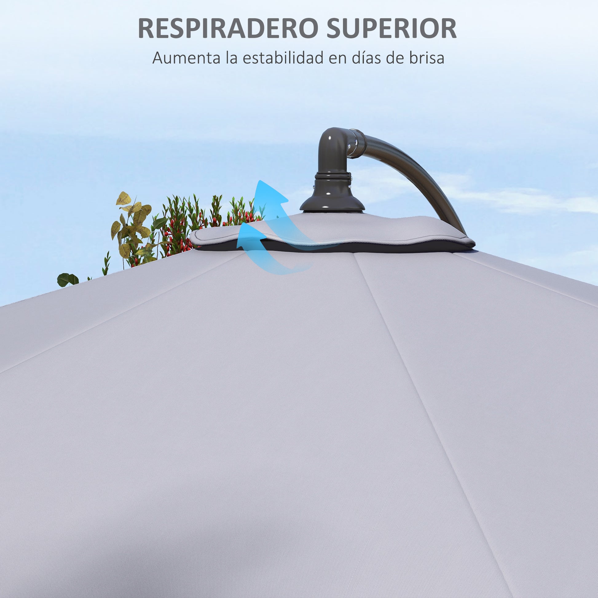 Outsunny Toldo De Recambio De Sombrilla De 3 M Con Ventilación Superior Gris_5