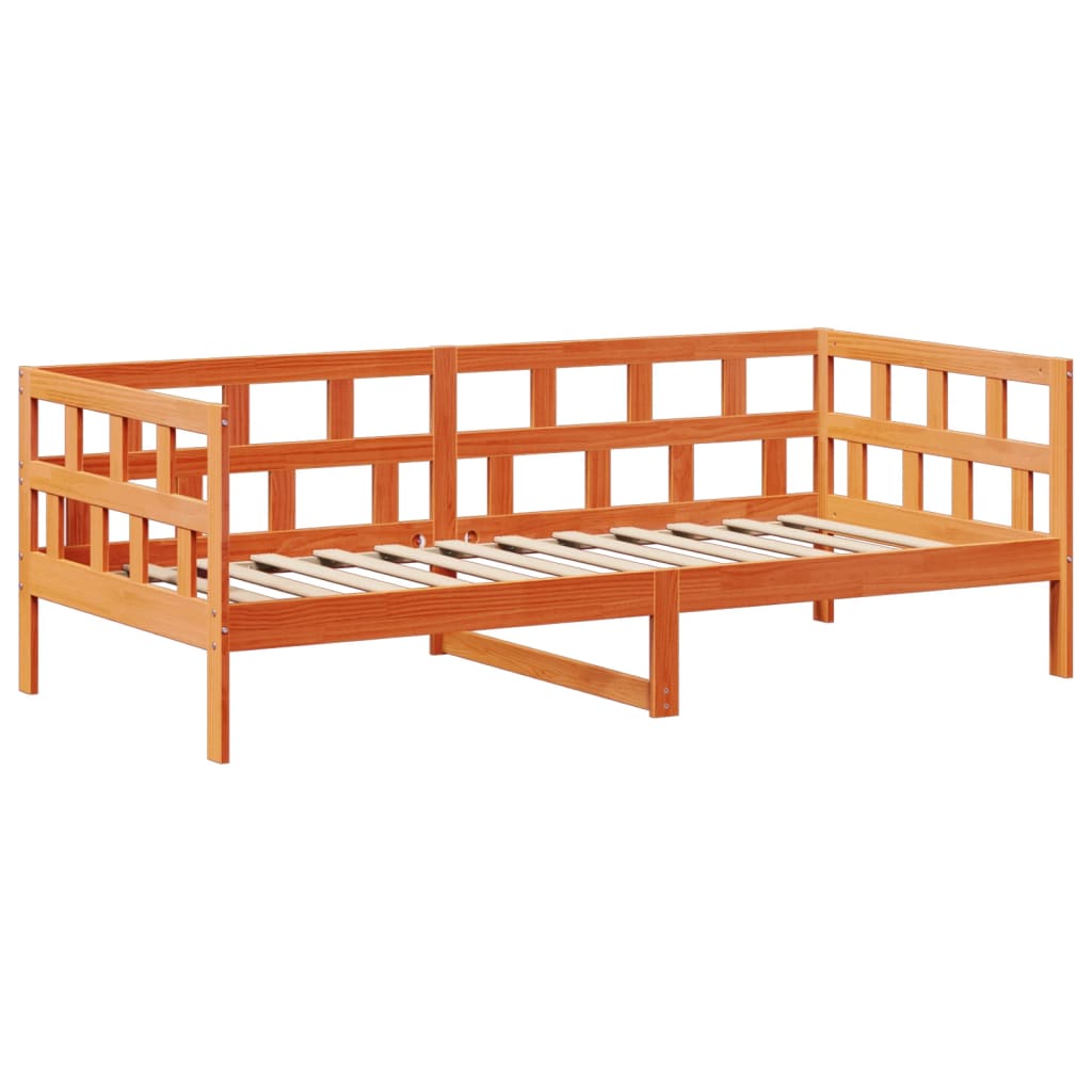 Sofá Cama Con Techo Madera Maciza Pino Marrón Cera 90x200 Cm_4