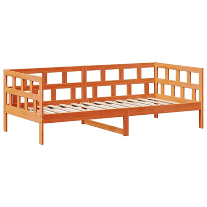 Sofá Cama Con Techo Madera Maciza Pino Marrón Cera 90x200 Cm_4