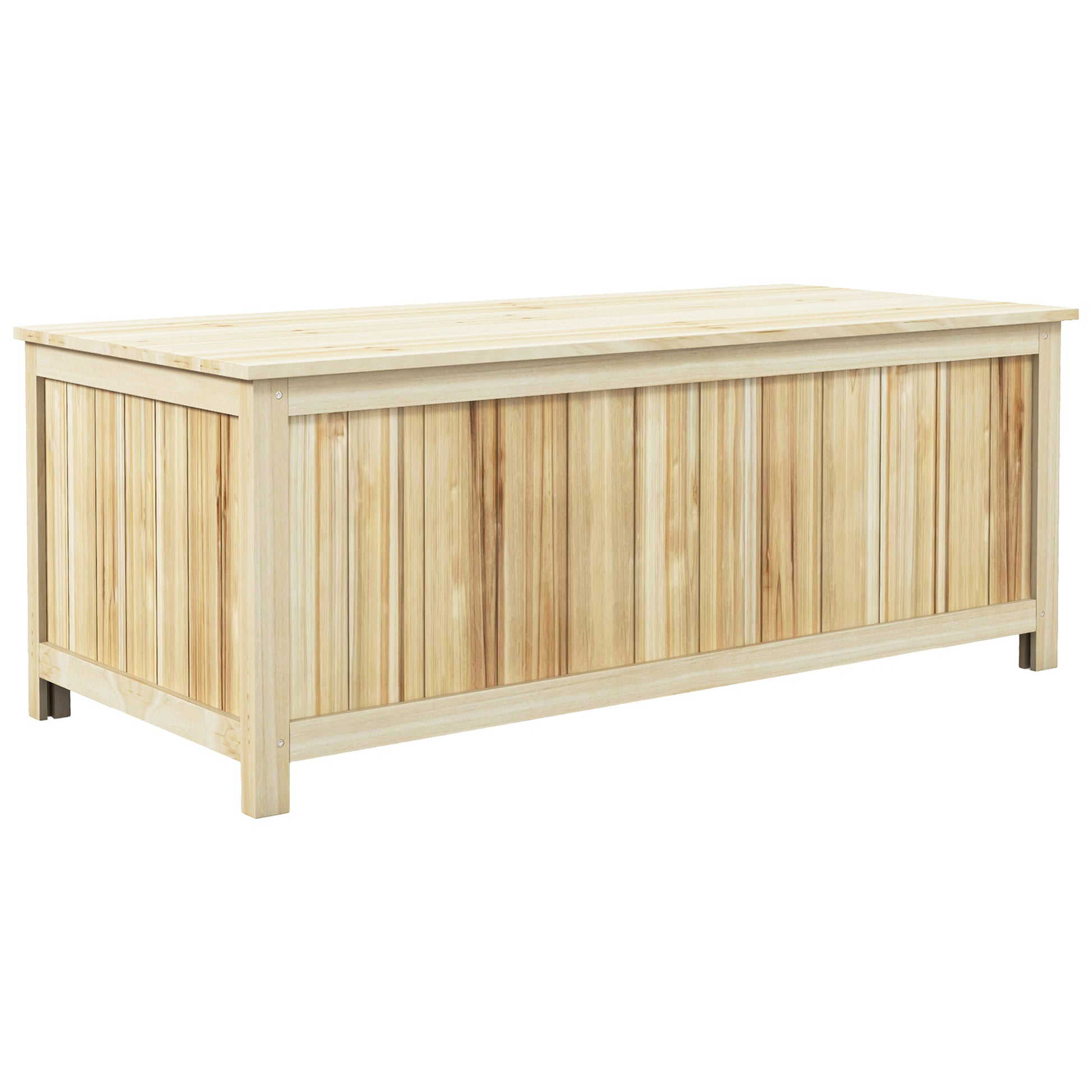 Outsunny Arcón Exterior De Madera 172 L Con Tapa Abatible Madera Natural_0