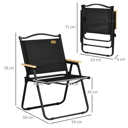 Outsunny Pack De 2 Sillas Plegable De Camping Con Reposabrazos Negro_2