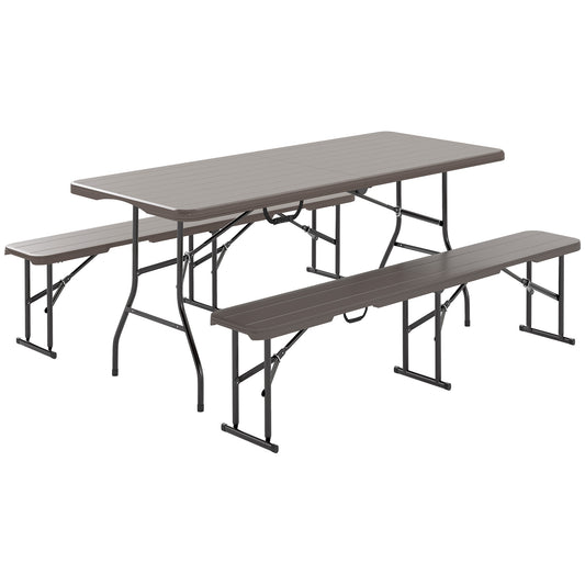 Outsunny Conjunto De Camping Plegable 3 Piezas Mesa Plegable Camping Con Bancos_0