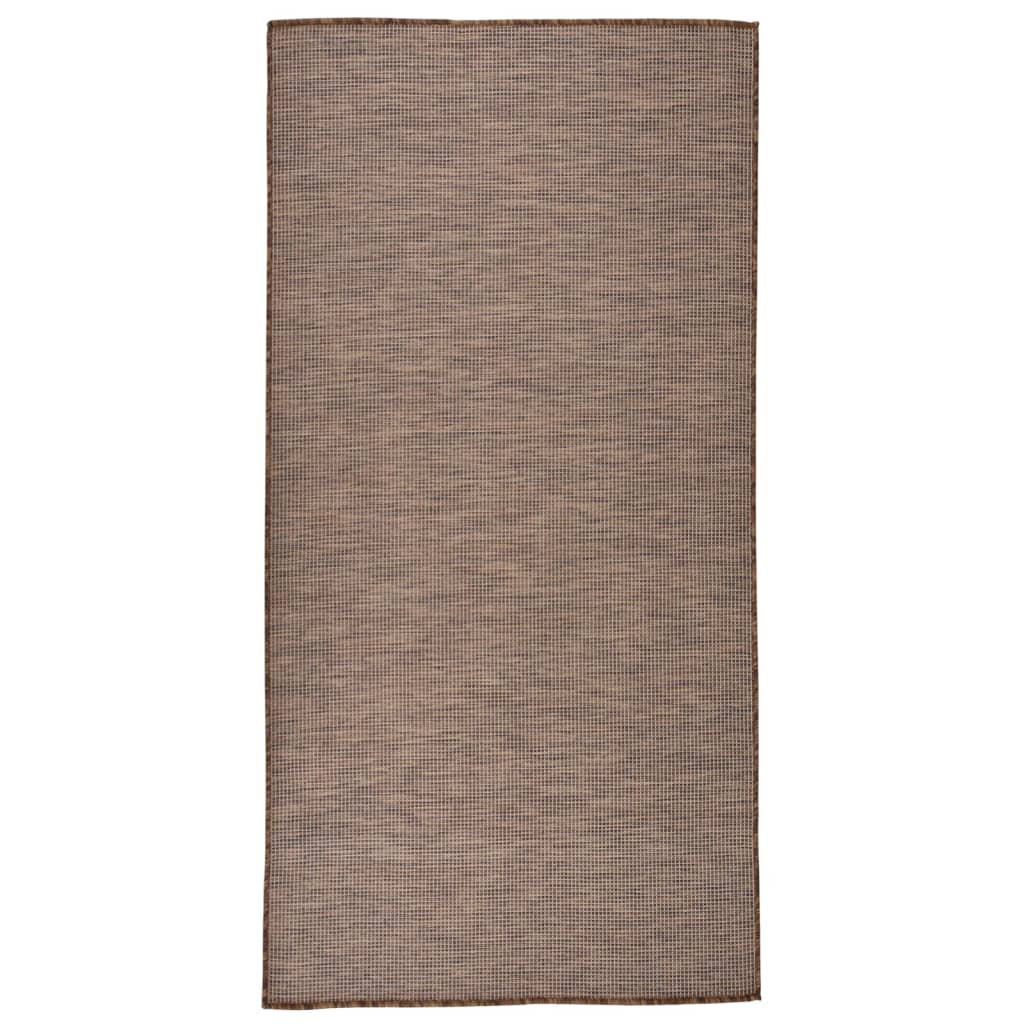Alfombra De Exterior De Tejido Plano Marrón 100x200 Cm_1