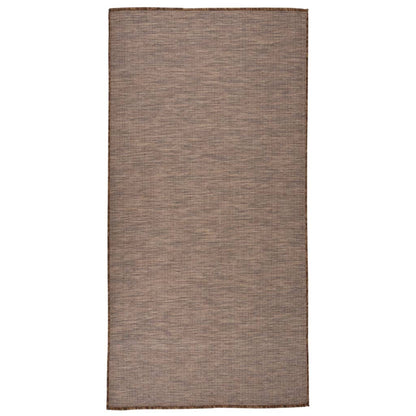 Alfombra De Exterior De Tejido Plano Marrón 100x200 Cm_1