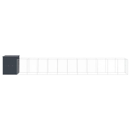 Caseta Perros Con Corral Acero Galvanizado Gris 165x1271x181 Cm_3