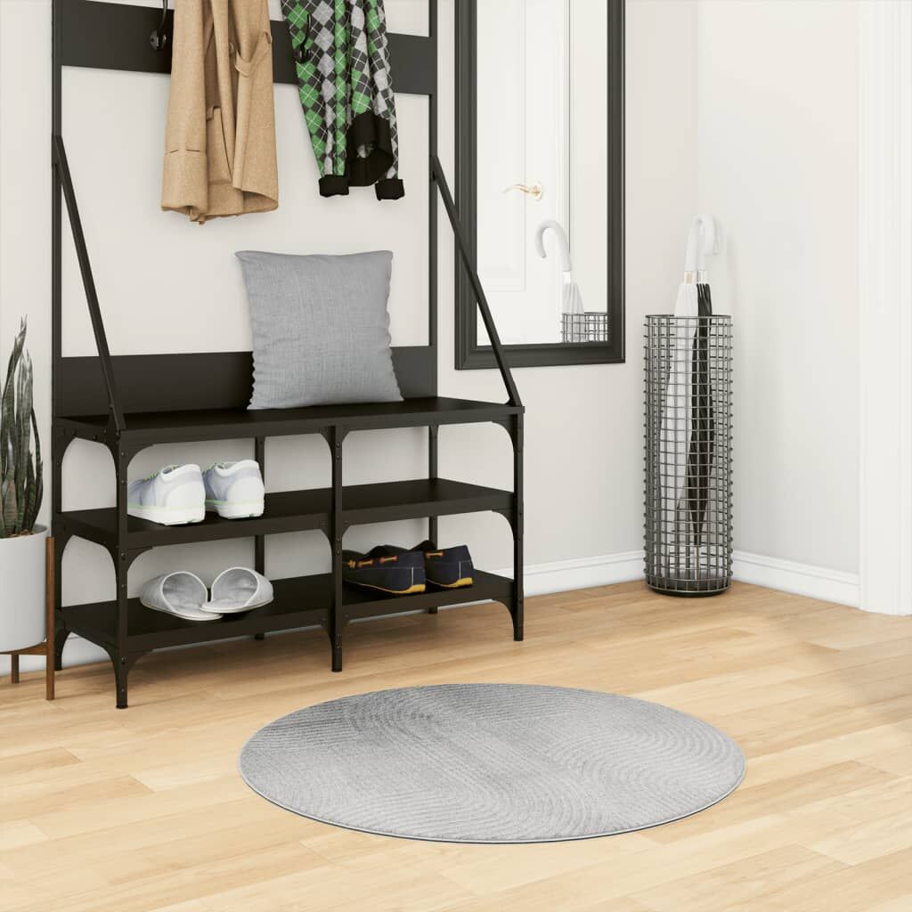 Vidaxl Alfombra De Pelo Corto Look Escandinavo Iza Gris Ø 80 Cm_1