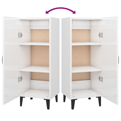 Aparador De Madera Contrachapada Blanco Brillante 34,5x34x90 Cm / Vetonek_2