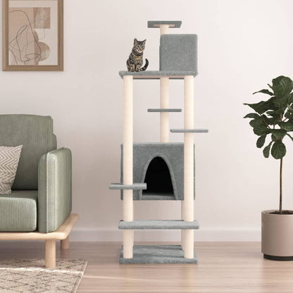 Vidaxl Rascador Para Gatos Con Postes De Sisal Gris Claro 154 Cm_1