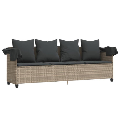 Tumbona Con Capota Y Cojines Ratán Sintético Gris Claro / Vetonek_4