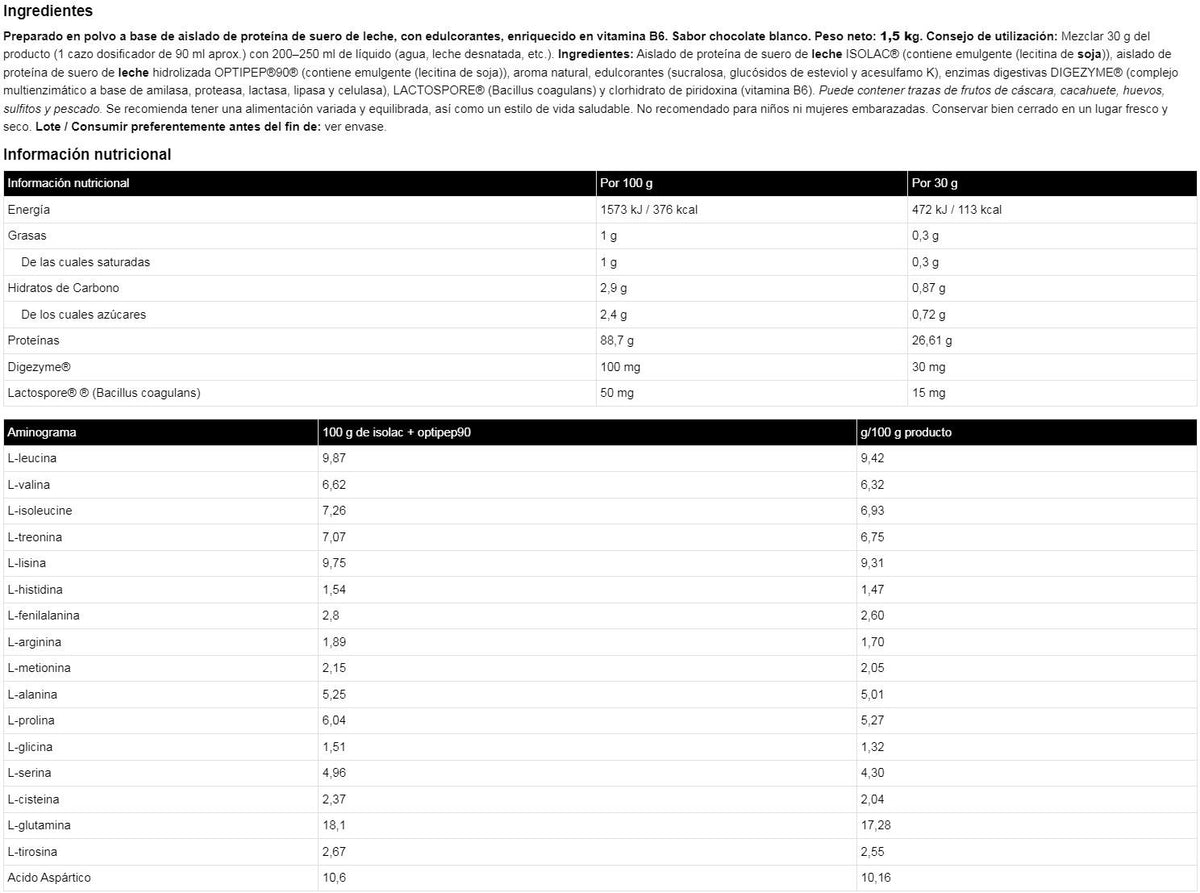 Isoluxe Cfm - 1,5kg - Chocolate Blanco - Proteína De Aislado De Suero Isolate - Io.genix_5
