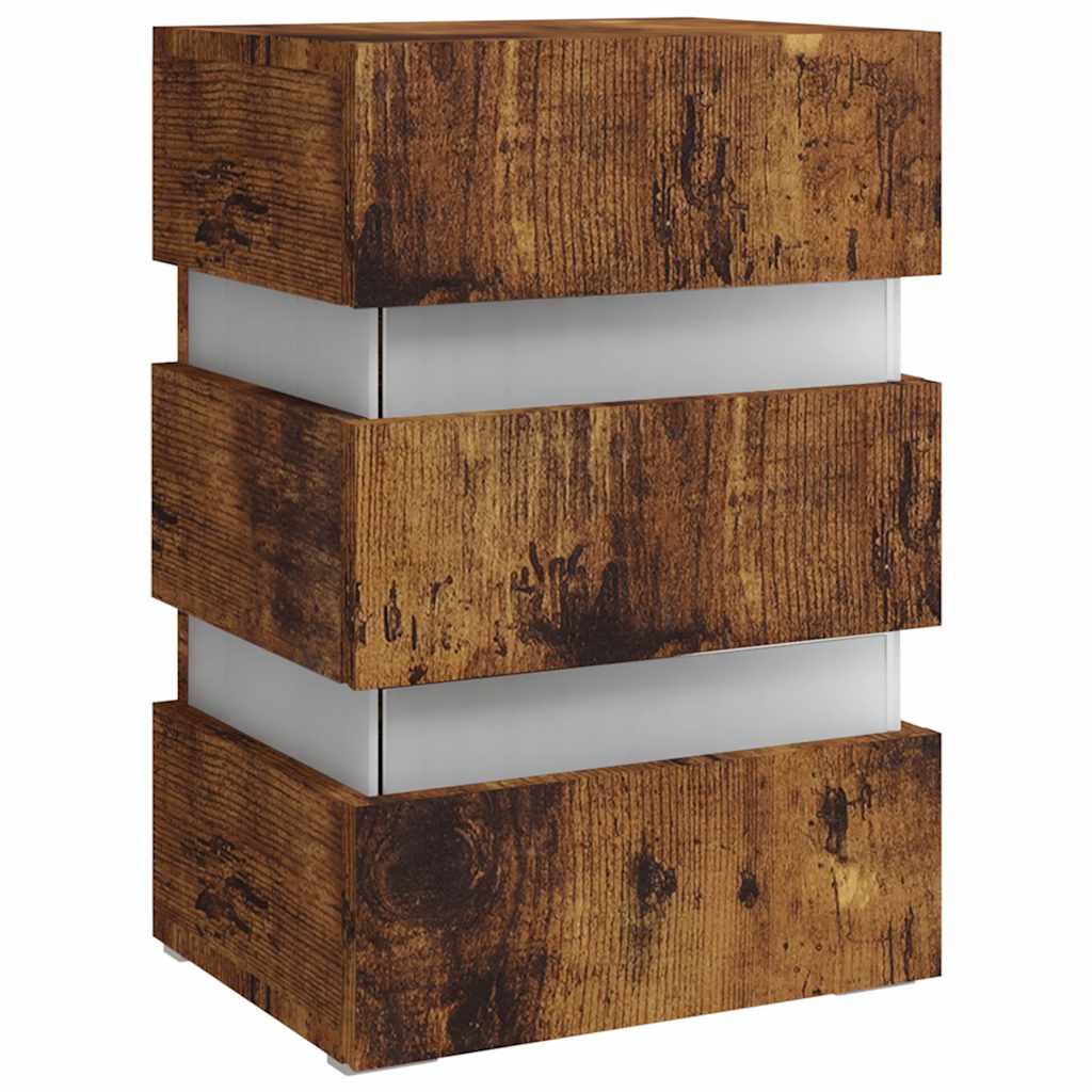 Mesita De Noche Led Madera Ingeniería Roble Ahumado 45x35x67 Cm_3