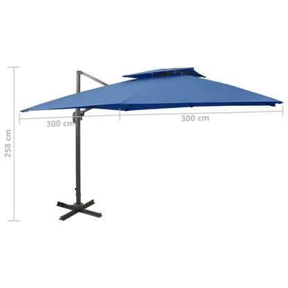 Vidaxl Sombrilla Jardín Voladiza Cubierta Doble Azul Celeste 300x300cm_2