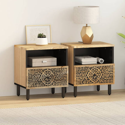 Mesitas De Noche 2 Uds Madera Maciza De Mango 40x33x46 Cm_1