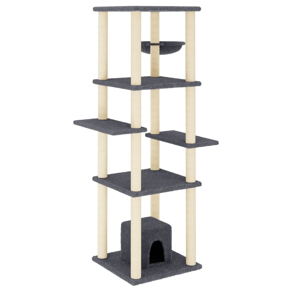 Vidaxl Rascador Para Gatos Con Postes De Sisal Gris Oscuro 154 Cm_0
