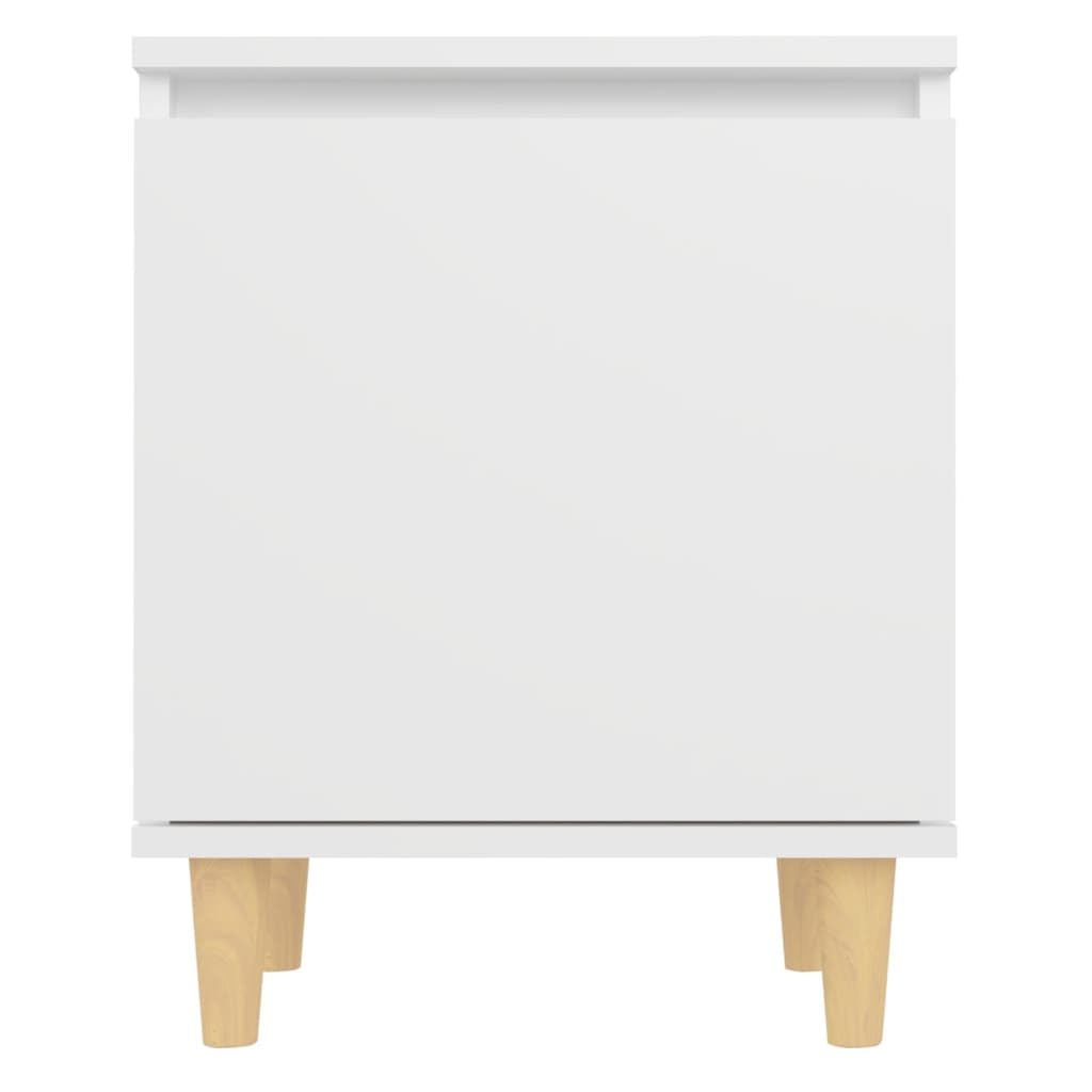 Mesita De Noche Con Patas De Madera Maciza Blanco 40x30x50 Cm_4