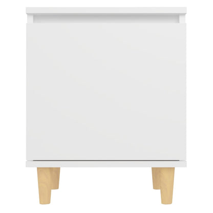Mesita De Noche Con Patas De Madera Maciza Blanco 40x30x50 Cm_4