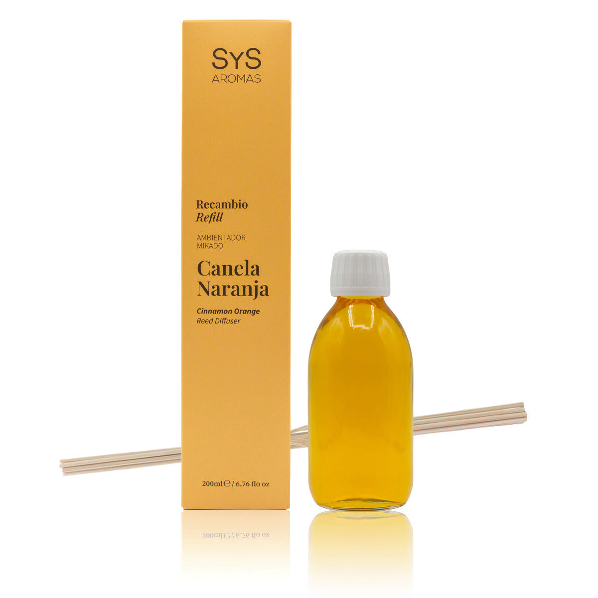 Recambio Mikado de Canela-Naranja Origins SYS Aromas 200 ml | Con Palos | Aroma Cítrico y Especiado_0