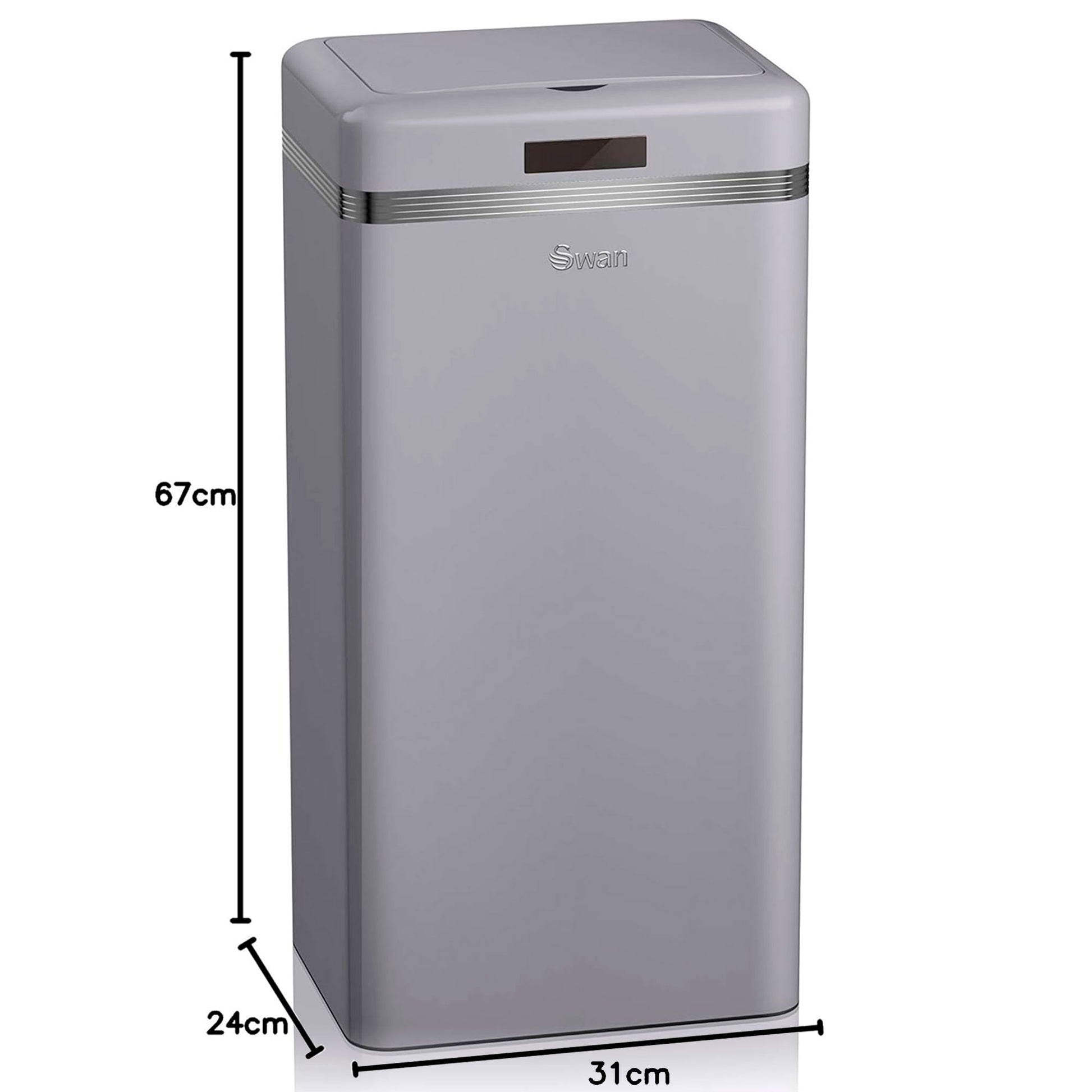 Cubo Basura Cocina Sensor De Apertura Automática, Metálico, Capacidad 45 Litros, Diseño Vintage, Swan, Swka4500grneu, Gris