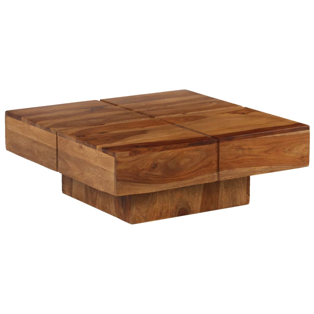 Mesa De Centro De Madera Maciza De Acacia 80x80x30 Cm_3
