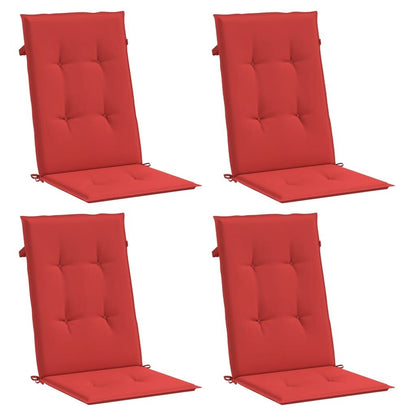 Vidaxl Cojín Silla De Jardín Respaldo Alto 4 Uds Tela Rojo 120x50x3 Cm_0