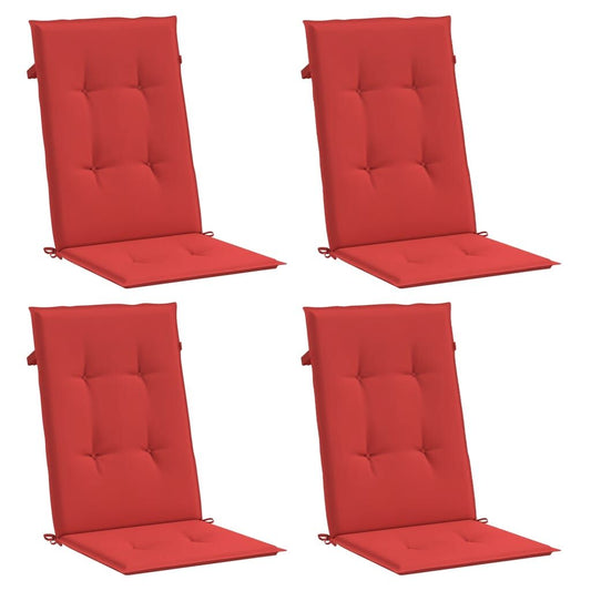 Vidaxl Cojín Silla De Jardín Respaldo Alto 4 Uds Tela Rojo 120x50x3 Cm_0