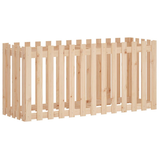 Arriate Elevado Jardín Con Valla Madera Maciza Pino 150x50x70cm_0