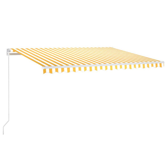 Toldo Retráctil Manual Con Led Amarillo Y Blanco 450x300 Cm_0