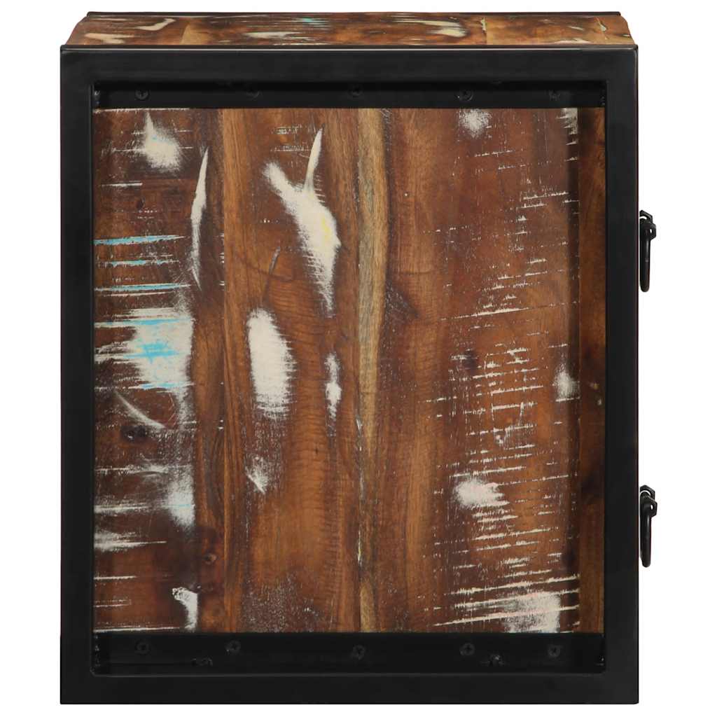 Mesilla De Noche Multicolor 40x35x40 Cm Madera Maciza Reciclada_4