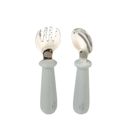 Juego De Tenedor Y Cuchara - Gris Perla._0