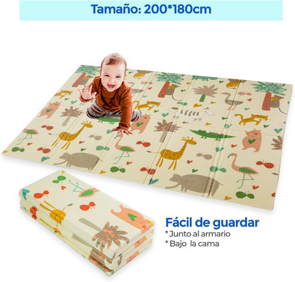 Alfombra Bebe, 1.5cm Grosor, Diseño Infantil, 200 X 180 Cm, Acolchada De Xpe, Reversible_3