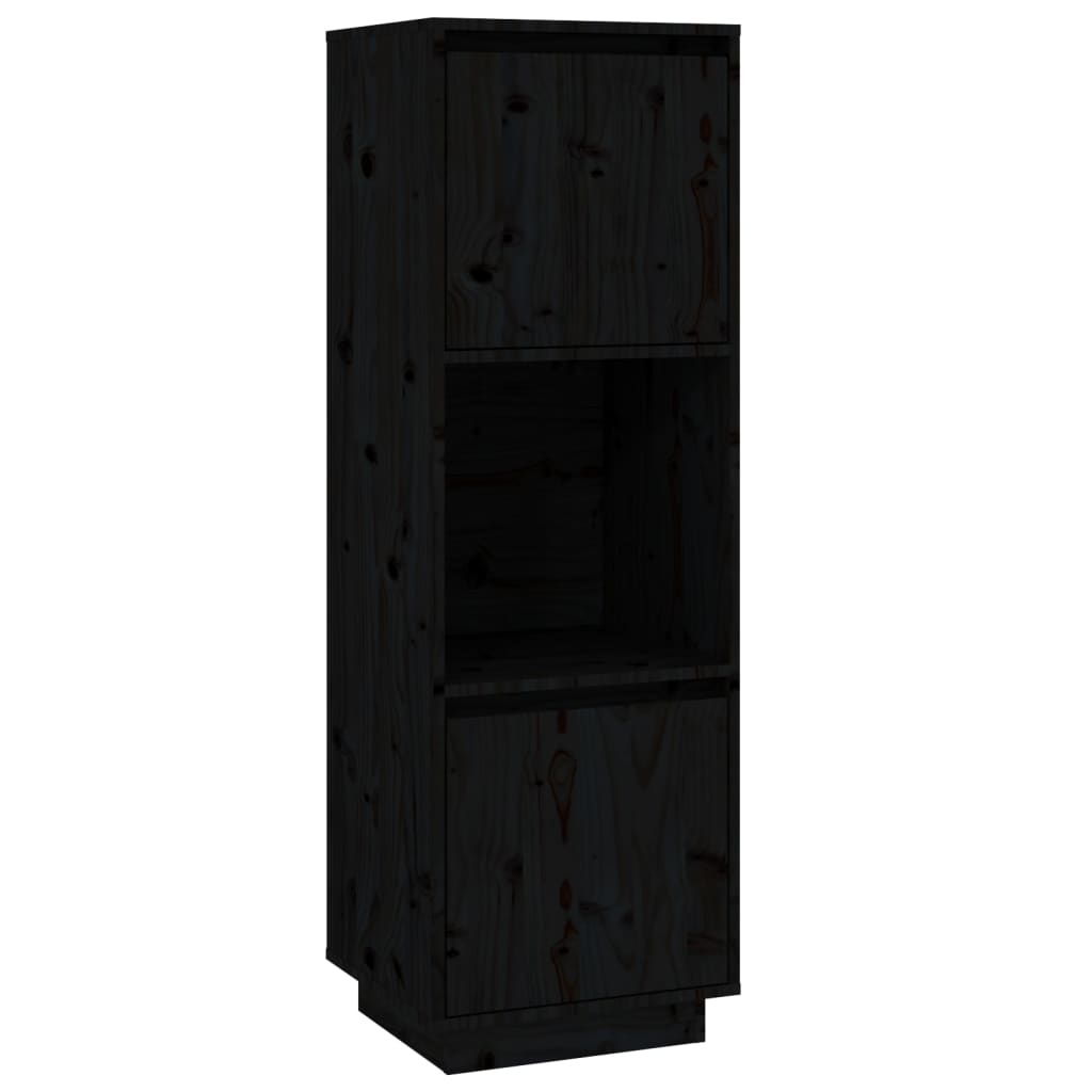Aparador Alto De Madera Maciza De Pino Negro 38x35x117 Cm / Vetonek_0