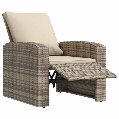 Vidaxl Sillón Reclinable Jardín Y Cojines Ratán Sintético Marrón Claro_4