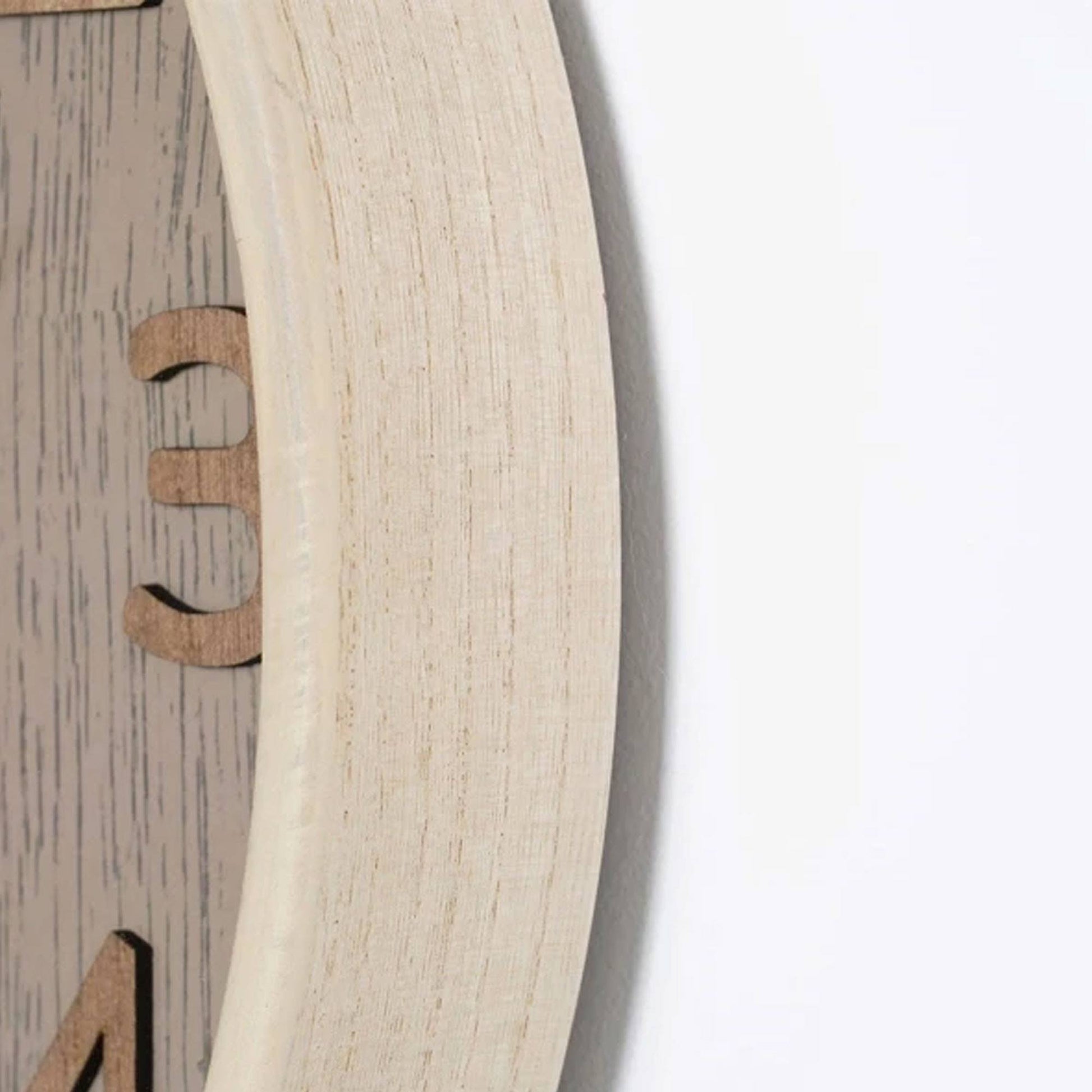 Well Home Reloj De Pared De Madera Aspecto Moderno Color Marrón Claro Ø38x5 Cm_4