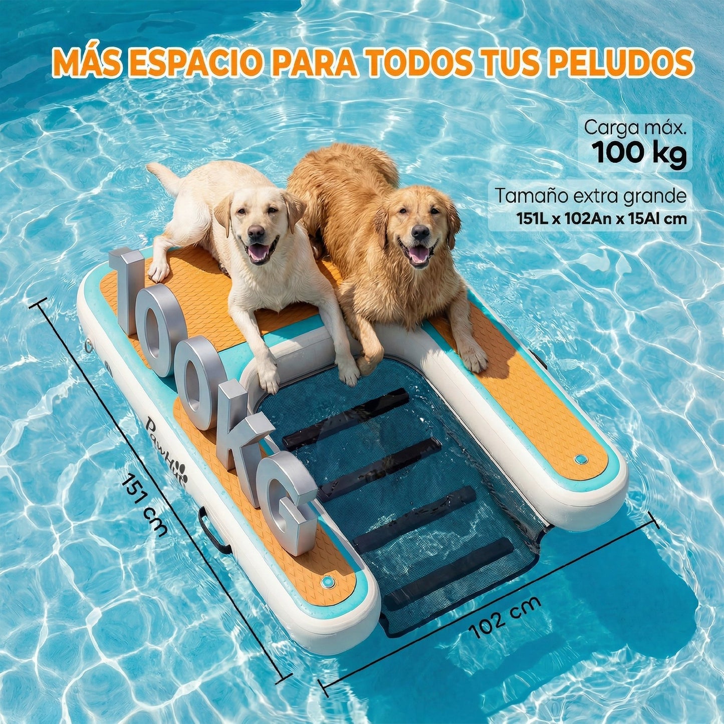 Pawhut Rampa De Agua Hinchable Para Perros Para Piscina Barcos Lagos 151x102 Cm_5