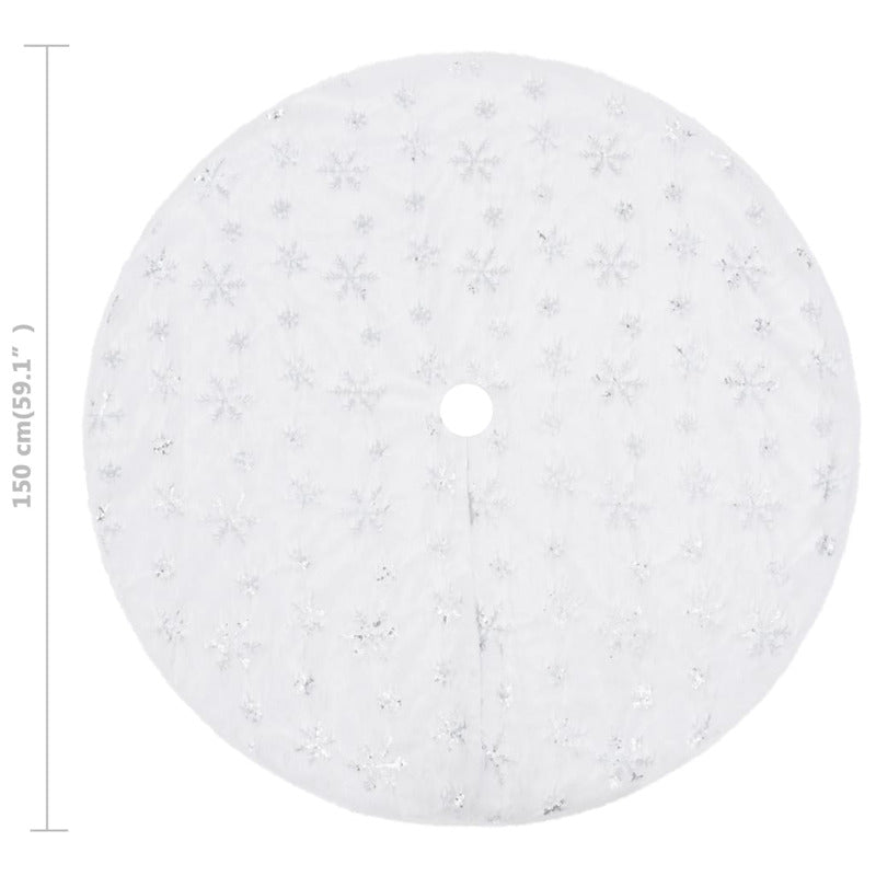 Vidaxl Falda De Árbol De Navidad De Lujo Blanca De 150 Cm De Piel Sintética_5