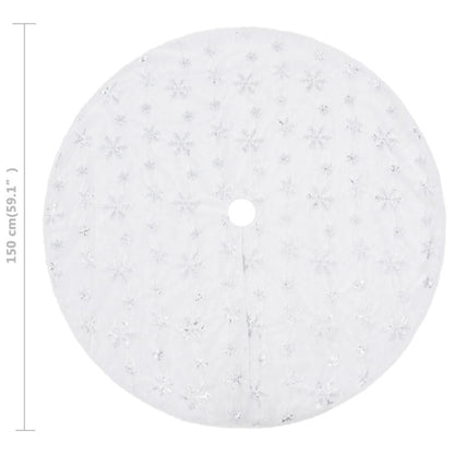 Vidaxl Falda De Árbol De Navidad De Lujo Blanca De 150 Cm De Piel Sintética_5