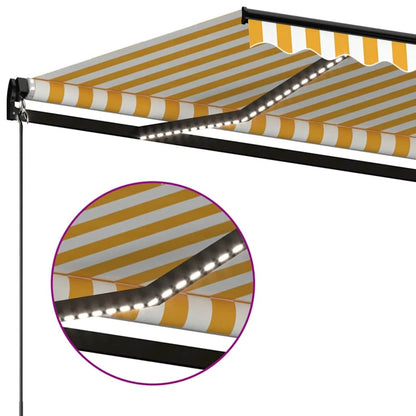 Toldo Manual Retráctil Con Led Amarillo Y Blanco 350x250 Cm_4