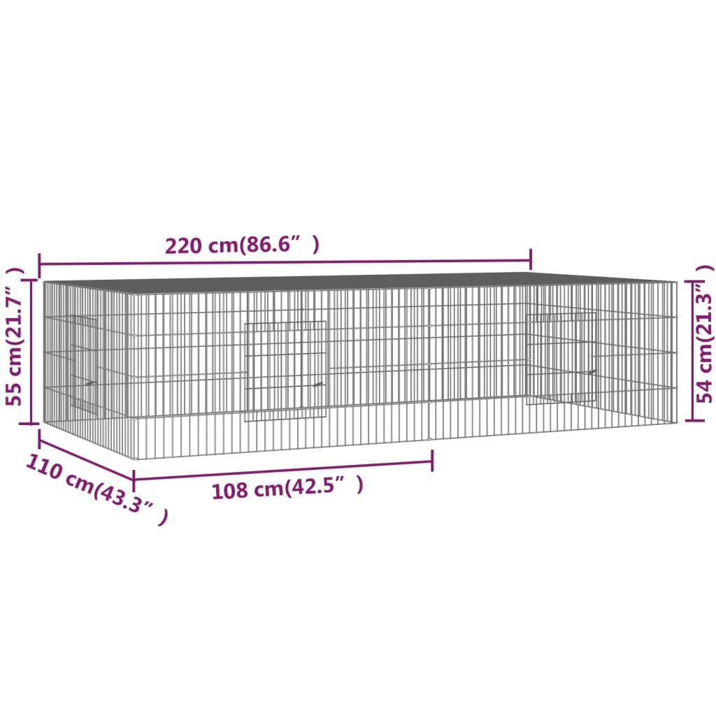 Vidaxl Jaula Para Conejos 2 Paneles Hierro Galvanizado 220x110x55 Cm_2