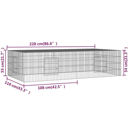 Vidaxl Jaula Para Conejos 2 Paneles Hierro Galvanizado 220x110x55 Cm_2