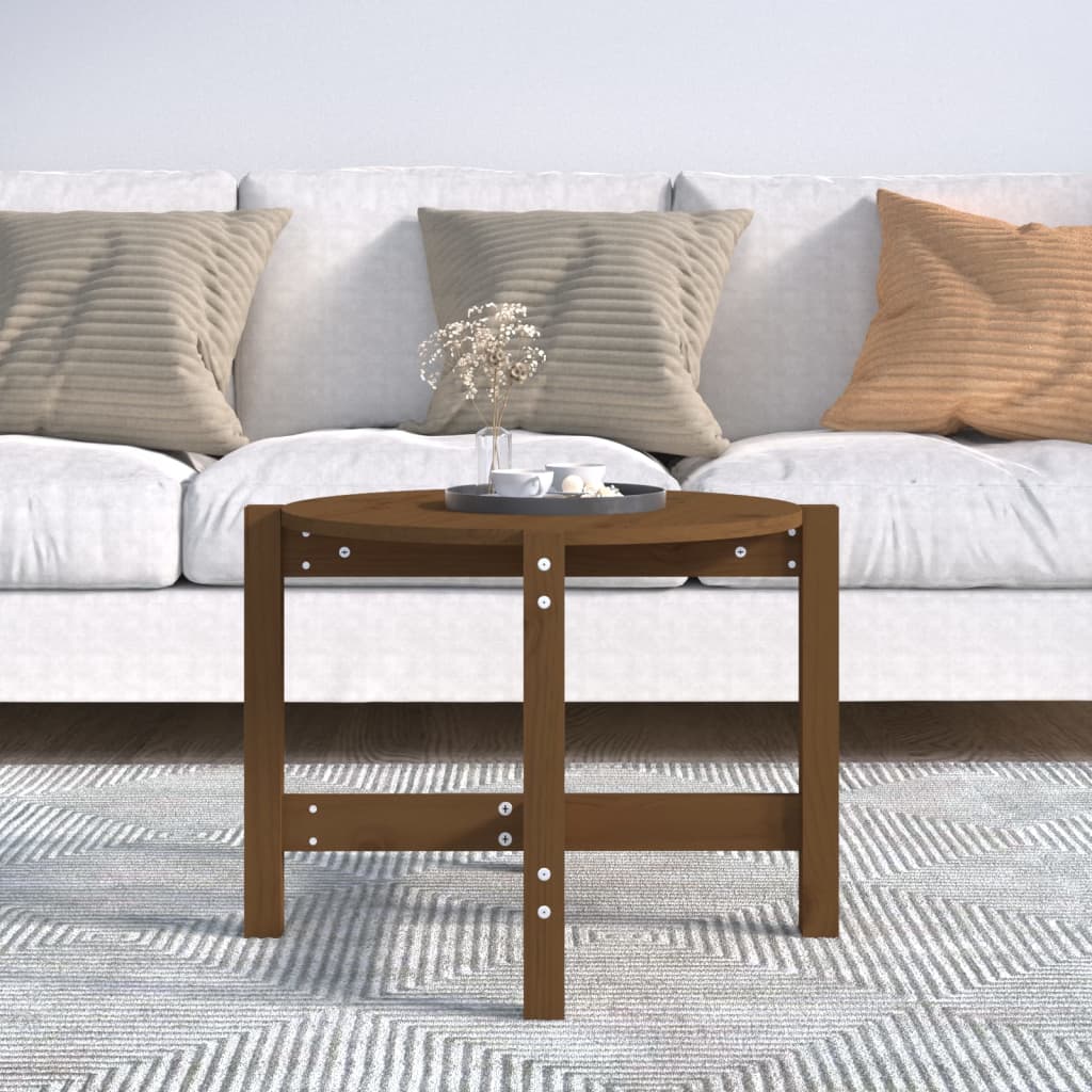 Mesa De Centro De Madera Maciza De Pino Marrón Miel 62,5x45 Cm_1