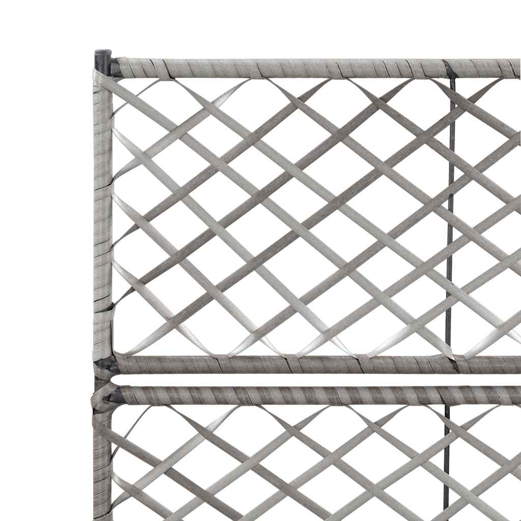 Enrejado Y Arriate 2 Macetas Ratán Sintético Gris 58x30x107 Cm_4