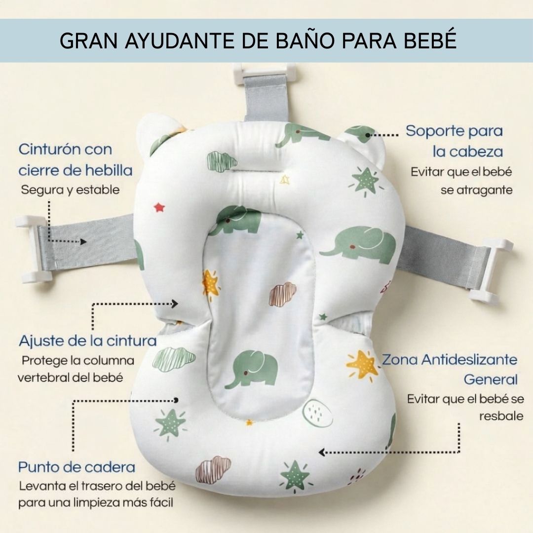 Cojín De Baño Antideslizante Con Estampado De Elefantes Para Bebés, Cómodo Y Seguro Bathby_4