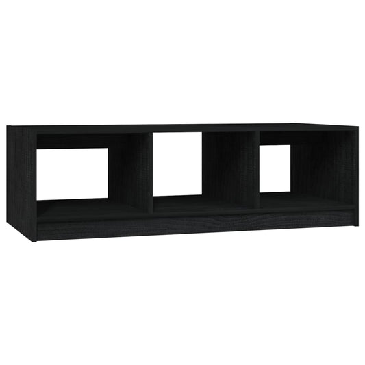 Mesa De Centro De Madera Maciza De Pino Negro 110x50x34 Cm_0